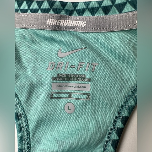 Nike Running Miler DriFit Green Floral Soft Stretch Workout Tank Women’s Large - Picture 2 of 8